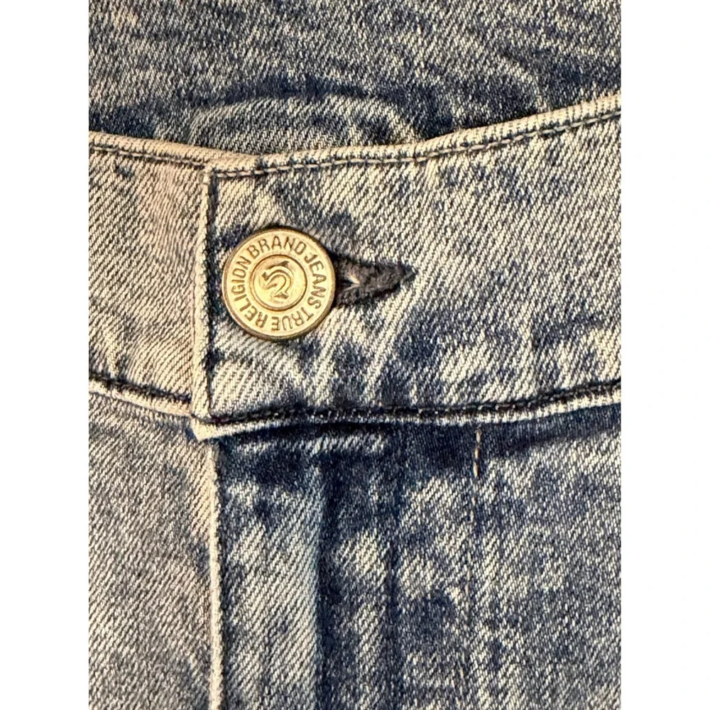 True‎ Religion Ricky Relaxed Straight Distressed Jeans Size 40x28.5 Western Logo